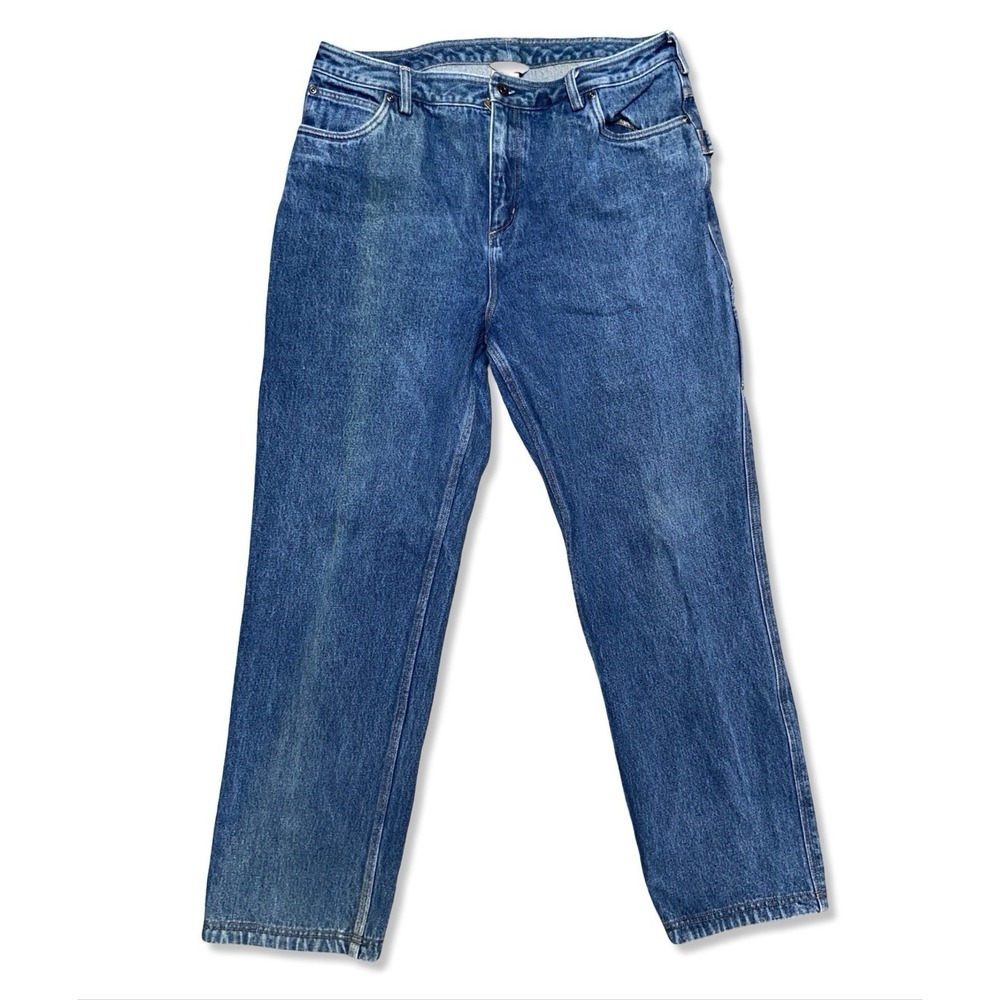 Duluth Trading Carpenter Jeans Size 16x31 Blue Denim Workwear Heavyweight